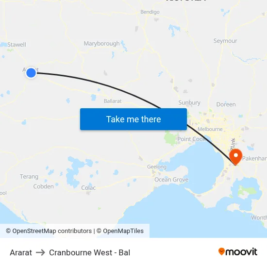 Ararat to Cranbourne West - Bal map