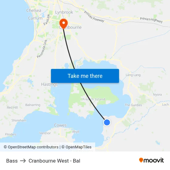 Bass to Cranbourne West - Bal map