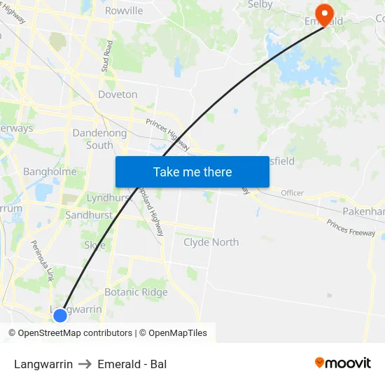 Langwarrin to Emerald - Bal map