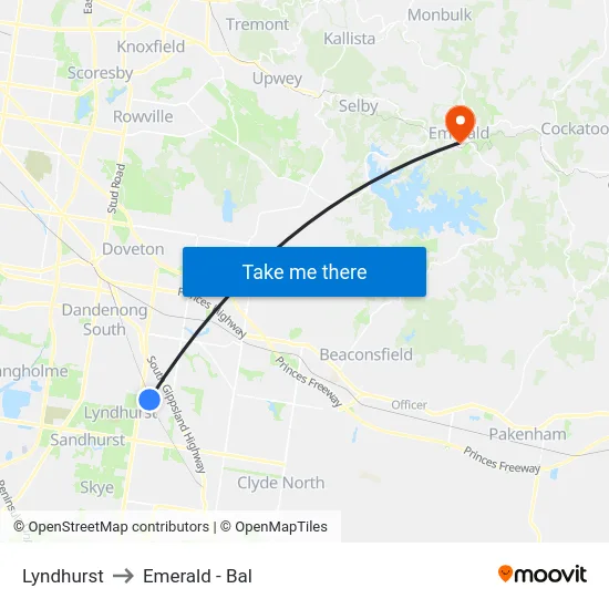 Lyndhurst to Emerald - Bal map