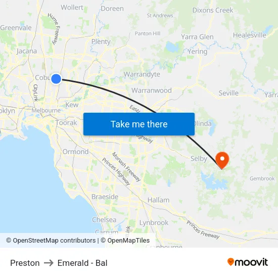 Preston to Emerald - Bal map