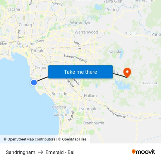 Sandringham to Emerald - Bal map