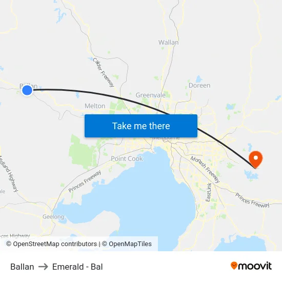 Ballan to Emerald - Bal map