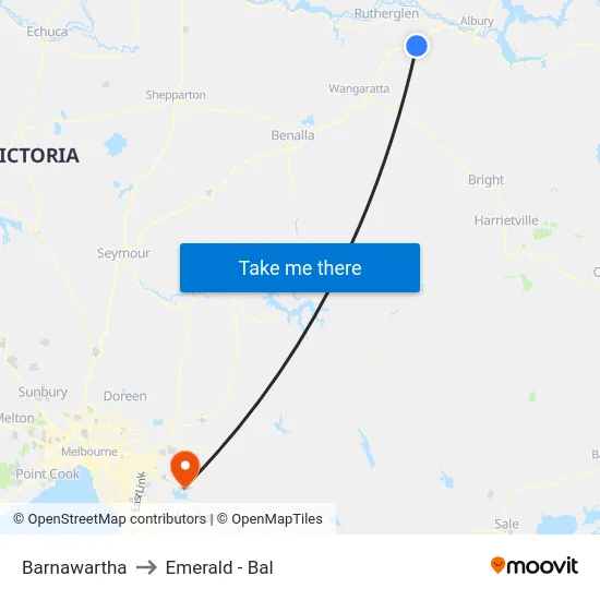 Barnawartha to Emerald - Bal map