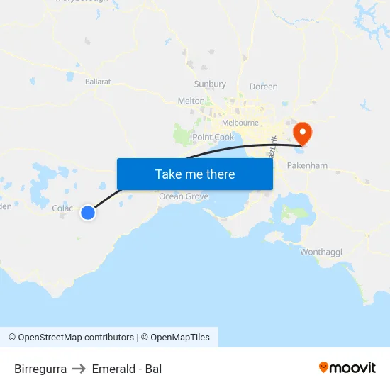 Birregurra to Emerald - Bal map