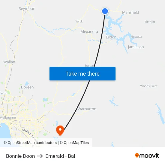 Bonnie Doon to Emerald - Bal map