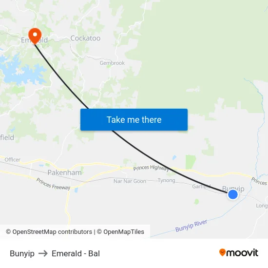 Bunyip to Emerald - Bal map