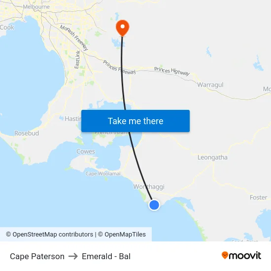 Cape Paterson to Emerald - Bal map