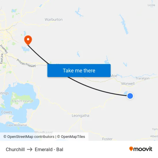 Churchill to Emerald - Bal map