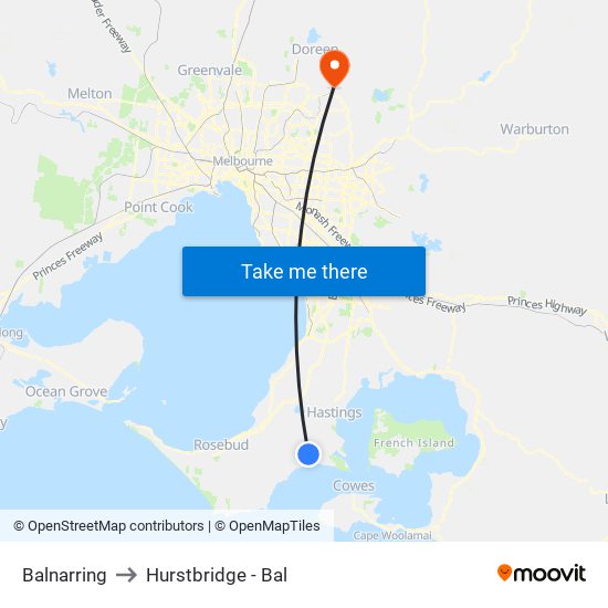 Balnarring to Hurstbridge - Bal map