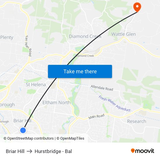 Briar Hill to Hurstbridge - Bal map
