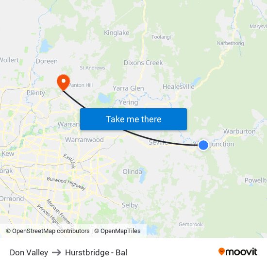 Don Valley to Hurstbridge - Bal map