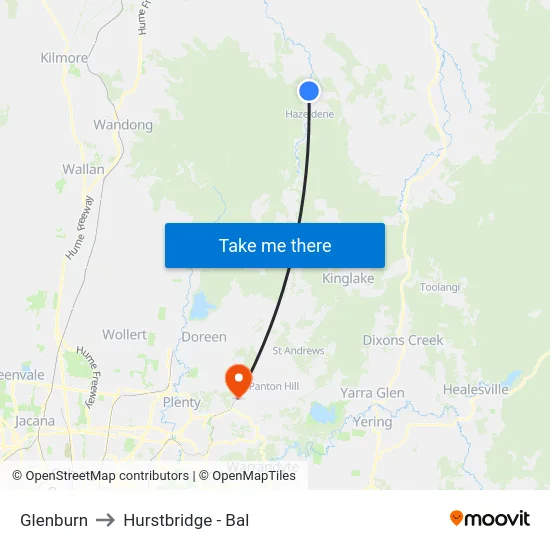 Glenburn to Hurstbridge - Bal map