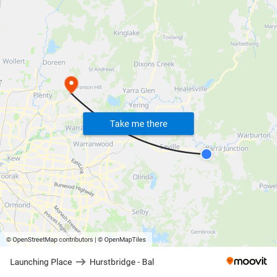 Launching Place to Hurstbridge - Bal map