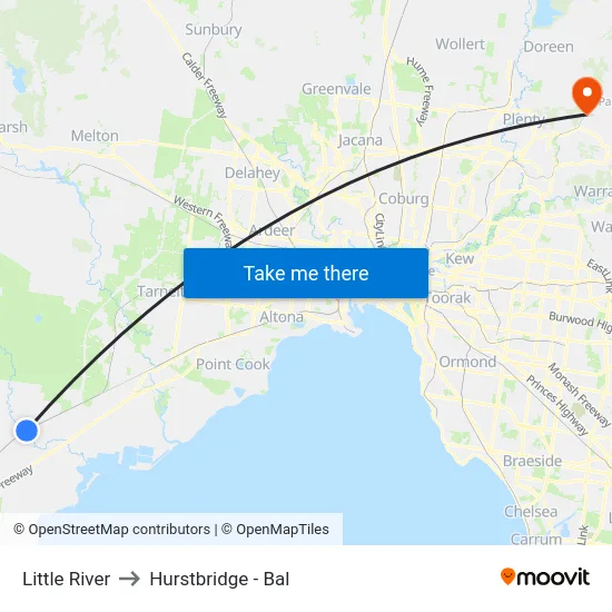 Little River to Hurstbridge - Bal map