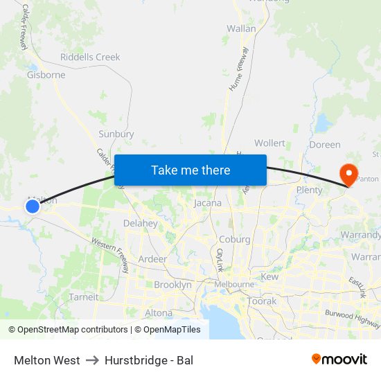 Melton West to Hurstbridge - Bal map