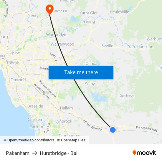 Pakenham to Hurstbridge - Bal map