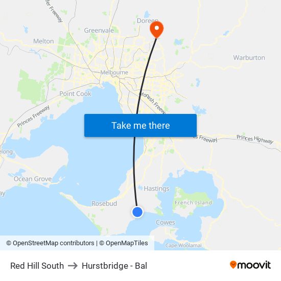 Red Hill South to Hurstbridge - Bal map