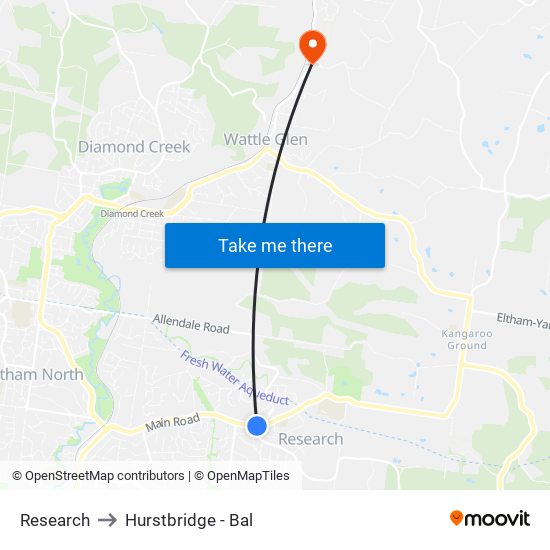 Research to Hurstbridge - Bal map