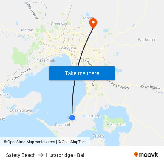 Safety Beach to Hurstbridge - Bal map