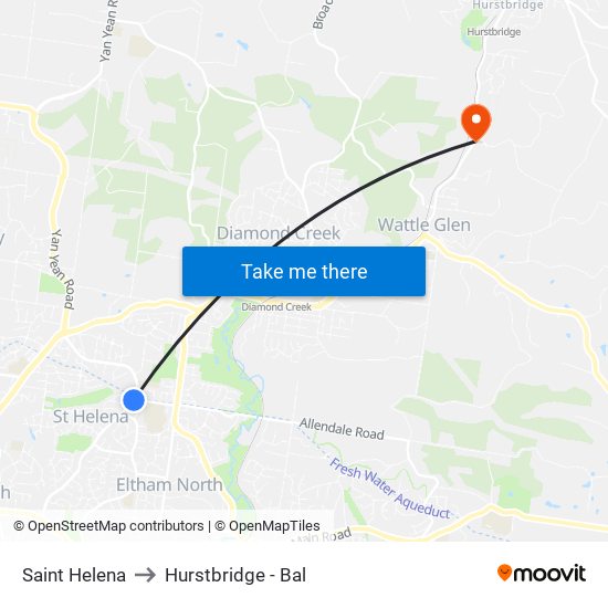 Saint Helena to Hurstbridge - Bal map