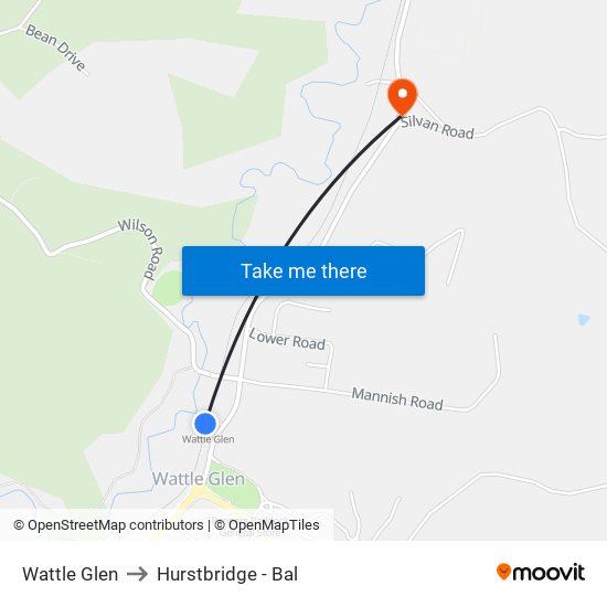 Wattle Glen to Hurstbridge - Bal map