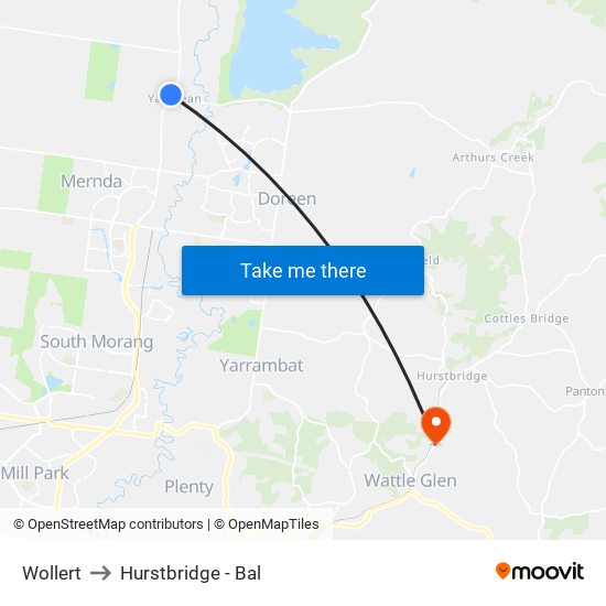 Wollert to Hurstbridge - Bal map