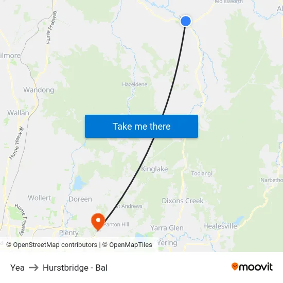 Yea to Hurstbridge - Bal map