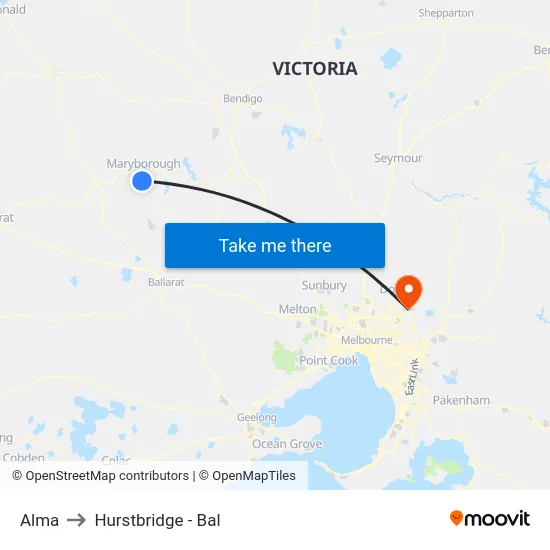 Alma to Hurstbridge - Bal map