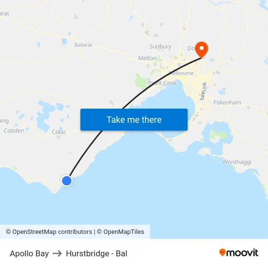 Apollo Bay to Hurstbridge - Bal map