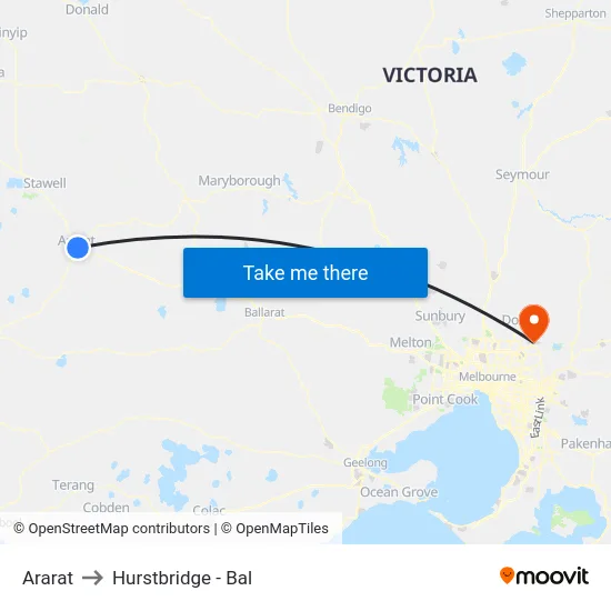Ararat to Hurstbridge - Bal map