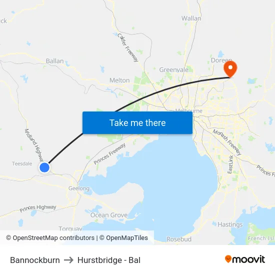 Bannockburn to Hurstbridge - Bal map