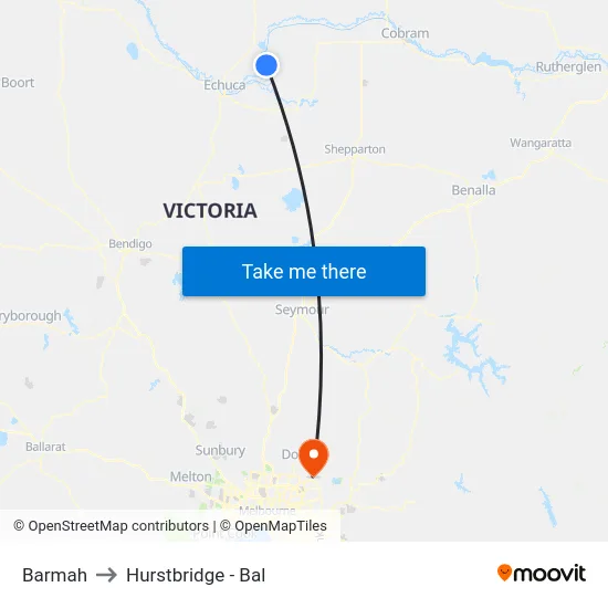 Barmah to Hurstbridge - Bal map