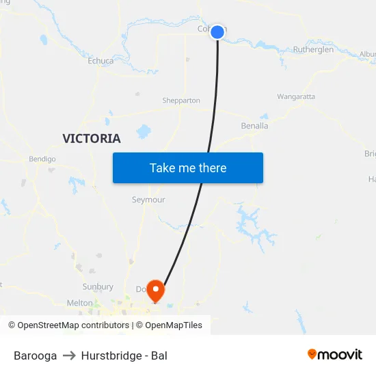 Barooga to Hurstbridge - Bal map