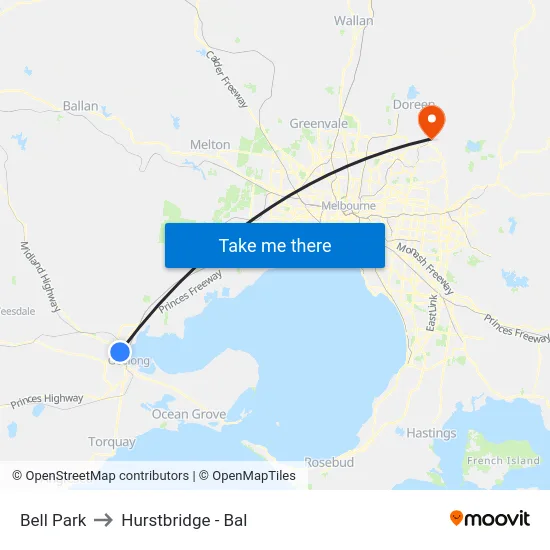 Bell Park to Hurstbridge - Bal map