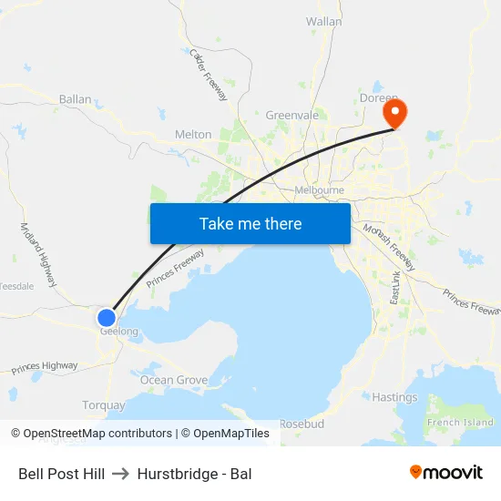 Bell Post Hill to Hurstbridge - Bal map