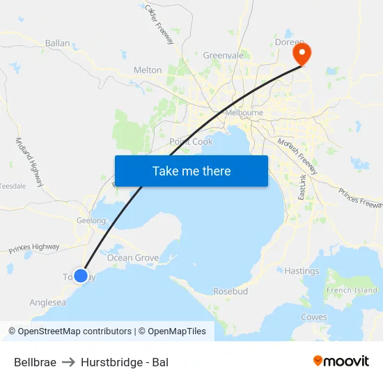 Bellbrae to Hurstbridge - Bal map