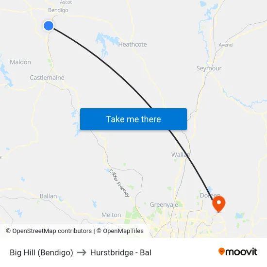 Big Hill (Bendigo) to Hurstbridge - Bal map