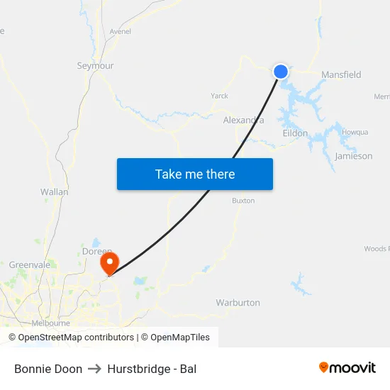 Bonnie Doon to Hurstbridge - Bal map