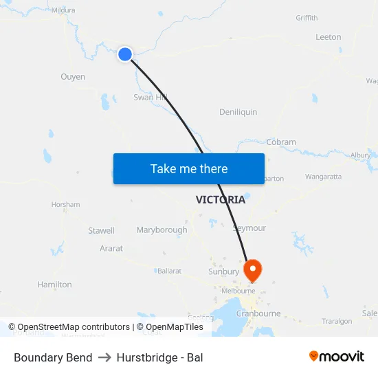Boundary Bend to Hurstbridge - Bal map