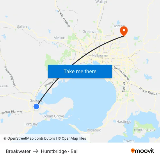 Breakwater to Hurstbridge - Bal map
