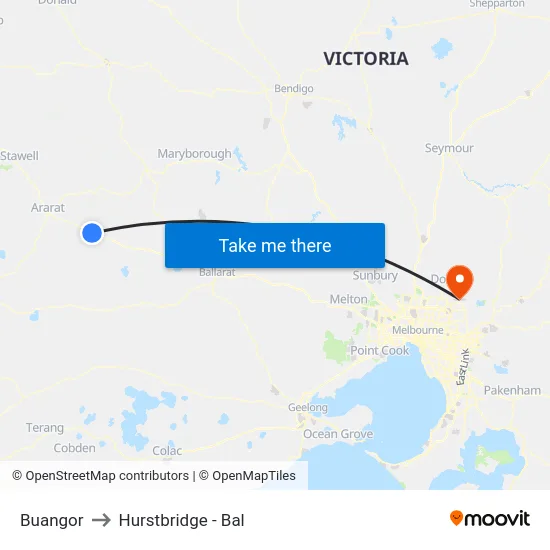 Buangor to Hurstbridge - Bal map