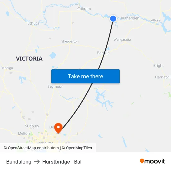 Bundalong to Hurstbridge - Bal map