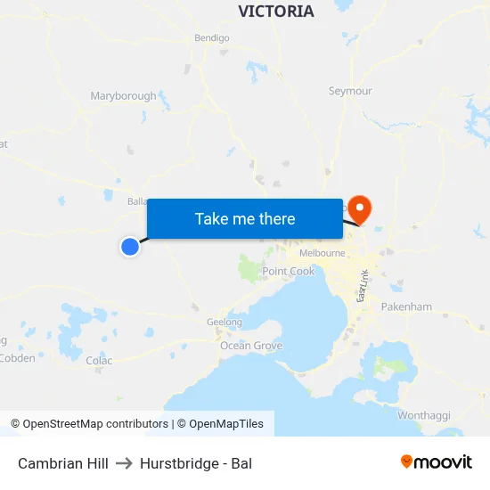 Cambrian Hill to Hurstbridge - Bal map