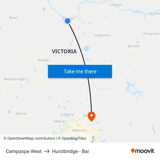 Campaspe West to Hurstbridge - Bal map