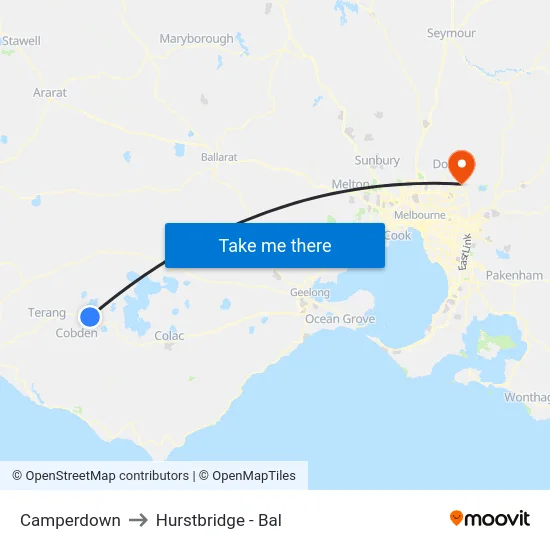 Camperdown to Hurstbridge - Bal map