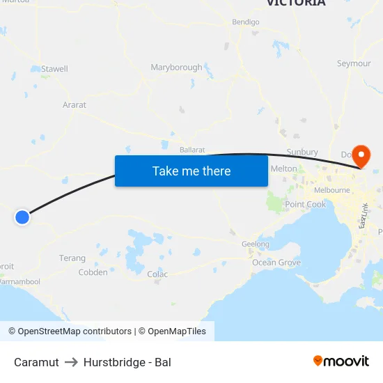 Caramut to Hurstbridge - Bal map