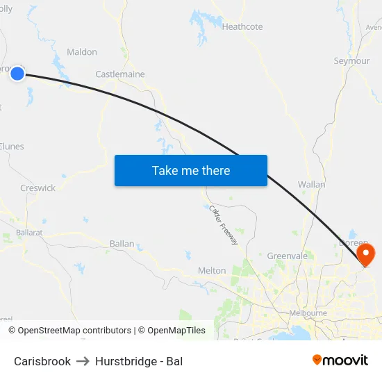 Carisbrook to Hurstbridge - Bal map