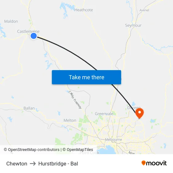 Chewton to Hurstbridge - Bal map