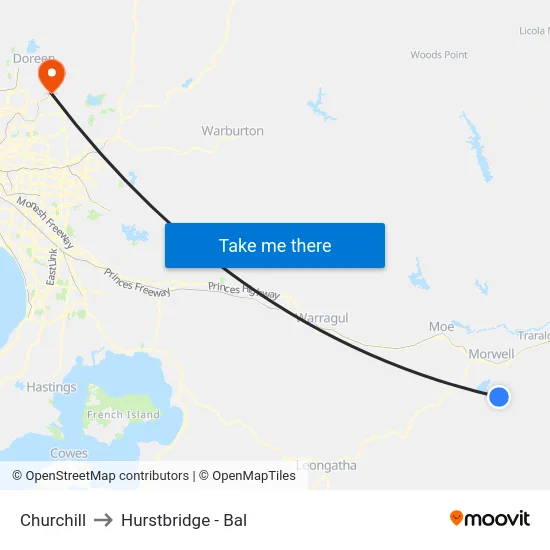 Churchill to Hurstbridge - Bal map